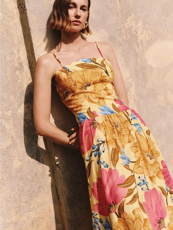 FARM Rio Dresses & Skirts - FARM Rio x Anthropologie Linen Blend Midi Dress – Size Medium – NWT